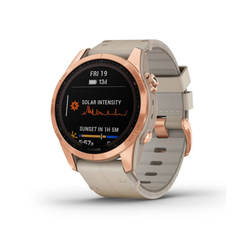 Garmin fÄnix 7S Sapphire Solar - Rose Gold Titanium with Limestone Leather Band - 42mm - Sapphire Solar | 010-02539-35