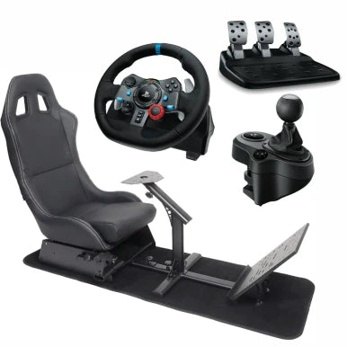 Logitech G29 Driving Force Race Steering Wheel with Shifter Gear and Playseat Bundle - PS5 | PS4 | PC