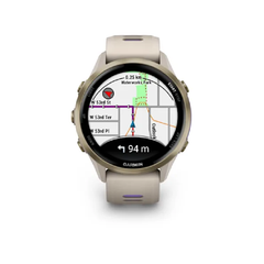Garmin Forerunner 970 Smart Watch- Soft Gold Titanium with French Grey Case and French Grey/Translucent Indigo Band | 010-02969-12