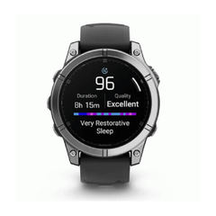 Garmin fenix E – 47 mm Smartwatch, AMOLED - Stainless Steel with Black Silicone Band | 010-03025-00