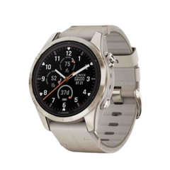 Garmin FÄnix 7S Pro â Sapphire Solar Edition - Soft Gold with Limestone Leather Band | 010-02776-30