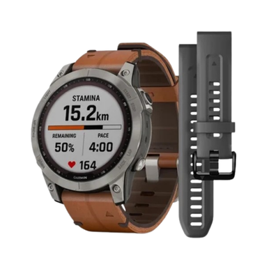 Garmin fÄnix 7 â Sapphire Solar Edition Titanium with Chestnut Leather Band - 47mm - Sapphire Solar | 010-02540-31