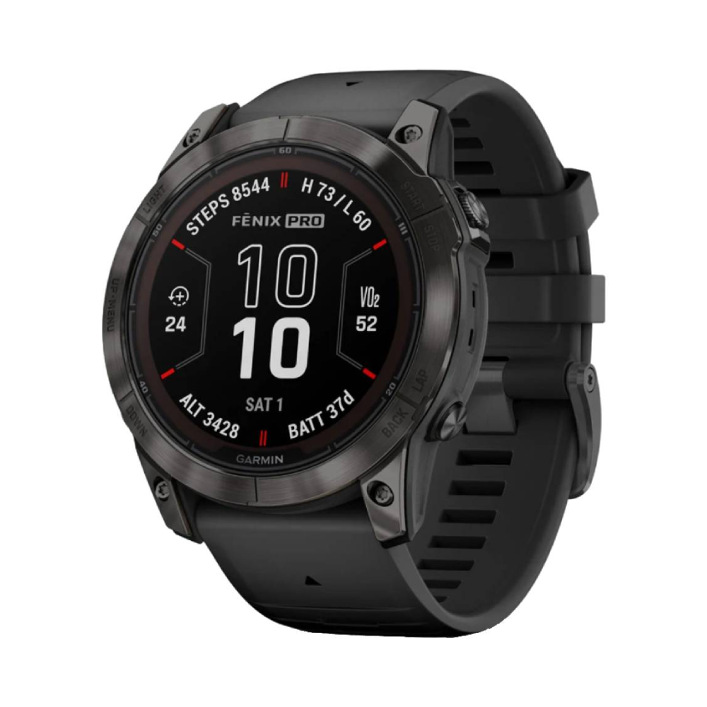 Garmin Fēnix 7X – Sapphire Solar Edition -  51mm - Carbon Grey DLC Titanium with Black Band | 010-02541-11