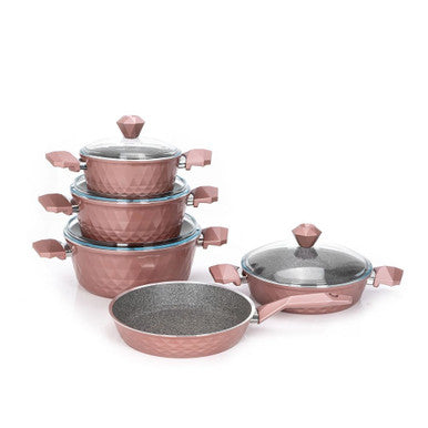 Falez Granitec Biodiamond Cookware Set Of 9pcs Rose Gold | HUR-A-15388