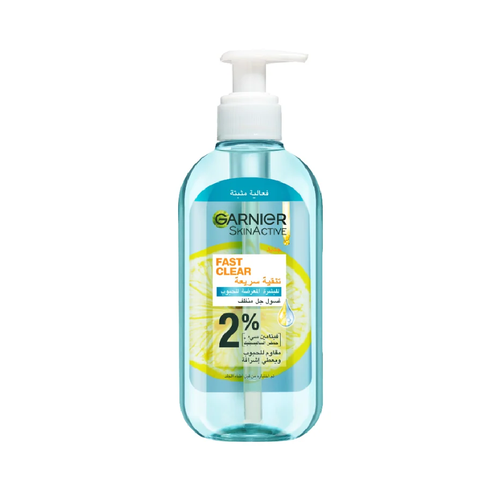 Garnier Fast Clear [2%] Salicylic Acid & Vitamin C Anti-Acne Gel Wash - 200ml