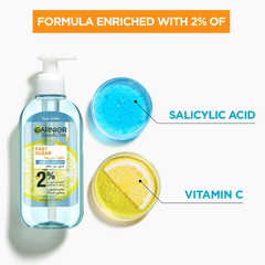 Garnier Fast Clear [2%] Salicylic Acid & Vitamin C Anti-Acne Gel Wash - 200ml