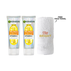 Garnier Fast Bright Serum Cleanser Duo Bundle + Free Towel