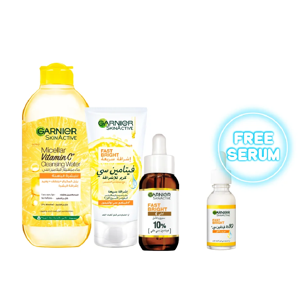 Garnier Fast Bright Vitamin C Routine Bundle At 25% Off + Free Serum