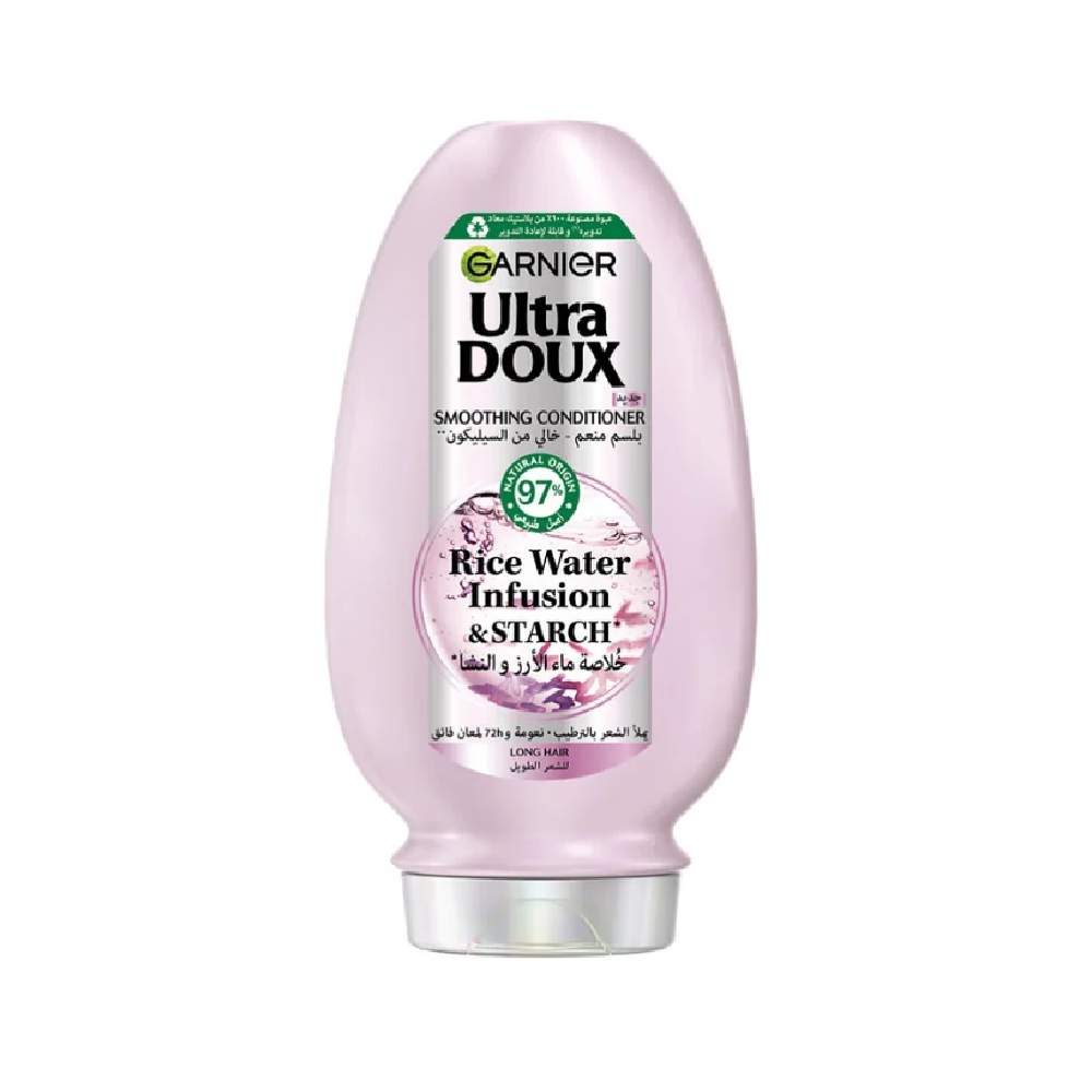 Garnier Ultra Doux Rice Water Infusion & Starch Conditioner For Long Hair, Smooth And Shine - 200ml