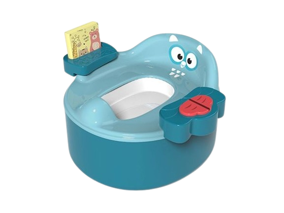 Children’s Potty Training Seat - Comfortable Cat Design with Book Holder (Green) | AC1689