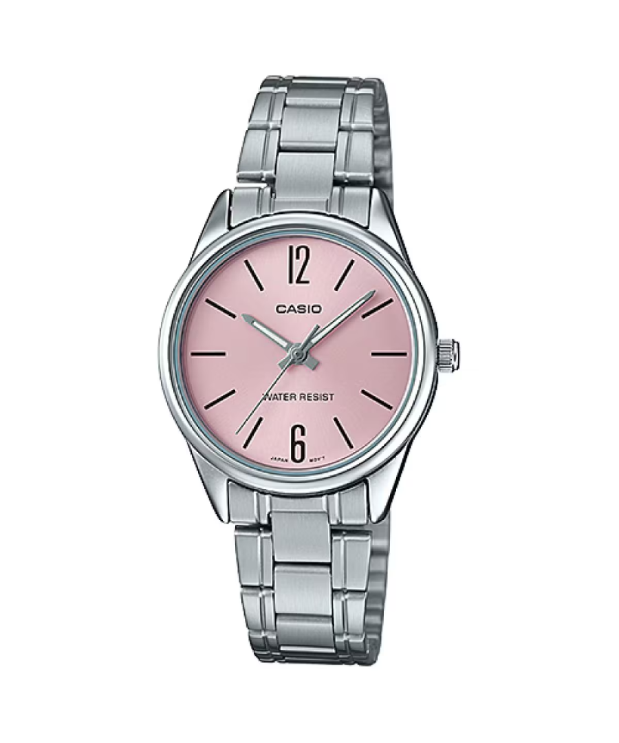 Casio LTP-V005D-4BUDF Analog Watch - Pink Dial - Stainless Steel Bracelet | LTP-V005D-4BUDF