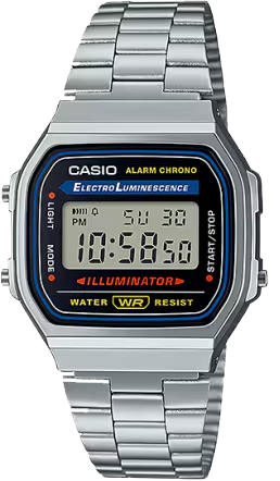 Casio Digital Watch – Silver Case, Black Dial & Silver Bracelet | A168WA-1WDF