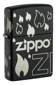 Zippo Design Black Matte with Chrome Windproof Lighter | 48908