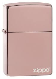 Zippo High Polish Rose Gold Lasered Logo Windproof Lighter | 49190ZL