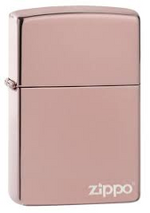 Zippo High Polish Rose Gold Lasered Logo Windproof Lighter | 49190ZL