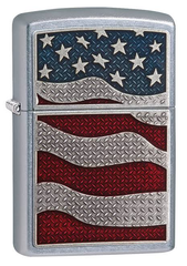 Zippo Diamond Plate Flag Street Chrome Windproof Lighter | 29513