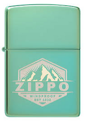Zippo Badge Design High Polish Green Windproof Lighter | 46293