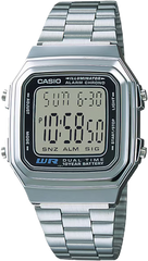 Casio Digital Watch – Silver Case, Black Dial & Silver Bracelet | A178WA-1ADF