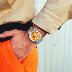 Casio G-SHOCK G-STEEL Casual Men Analog-Digital Watch - Silver & Orange | GM-2110D-4ADR