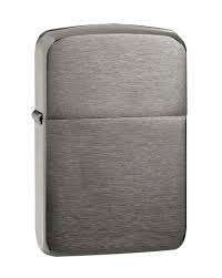 Zippo Brushed Dark Chrome Lasered Logo Windproof Lighter | 24485