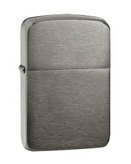 Zippo Brushed Dark Chrome Lasered Logo Windproof Lighter | 24485