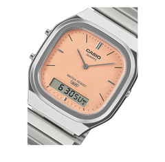 Casio Unisex Vintage Analog-Digital Watch - Orange / Silver | AQ-240E-4ADF