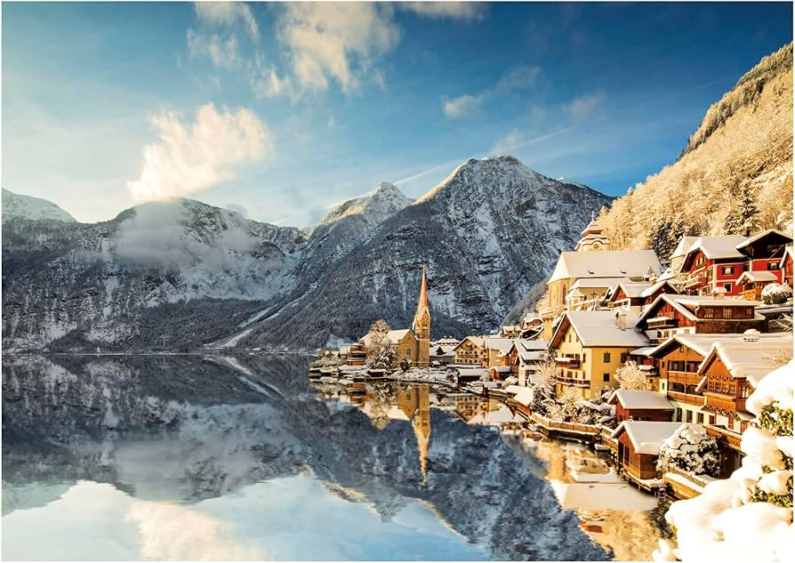 Educa 20284 - Winter Hallstatt Lake Reflection 1500-Piece Jigsaw Puzzle | 20284