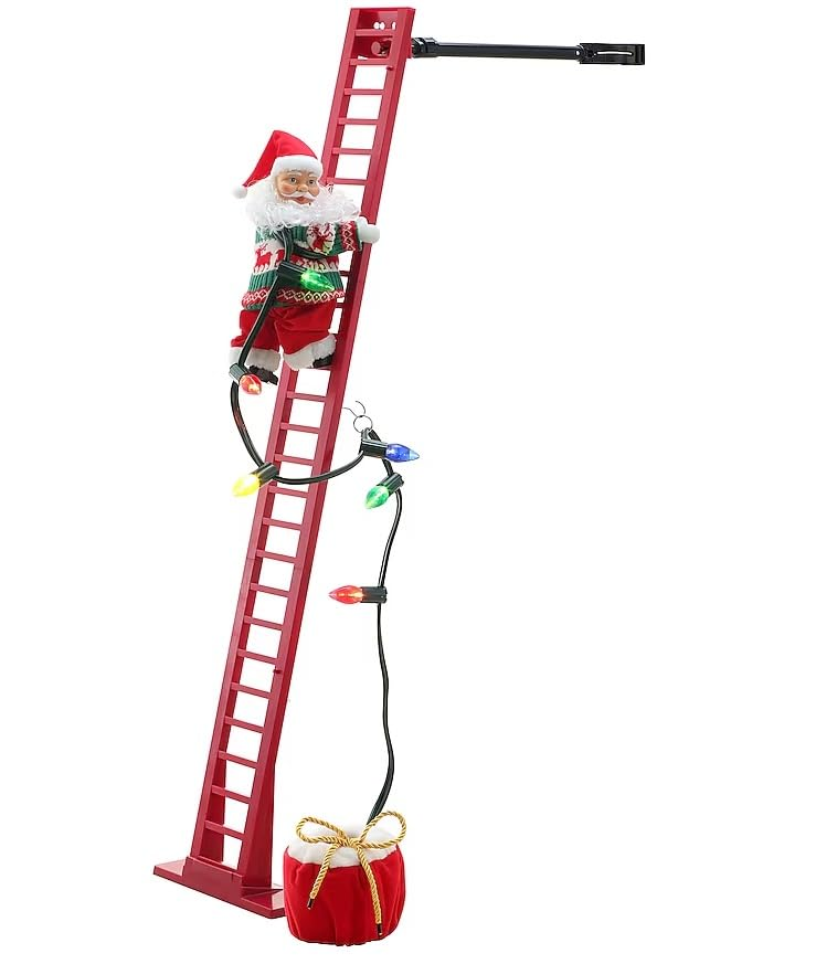 Animated Climbing Santa Decoration - Christmas Tree Ladder Figure with Lights | AL24911