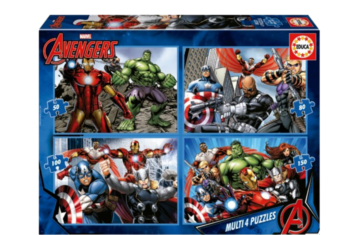 Educa 16331 - Marvel Avengers Multi 4 Puzzle Set (50 + 80 + 100 + 150 Pieces) | 16331