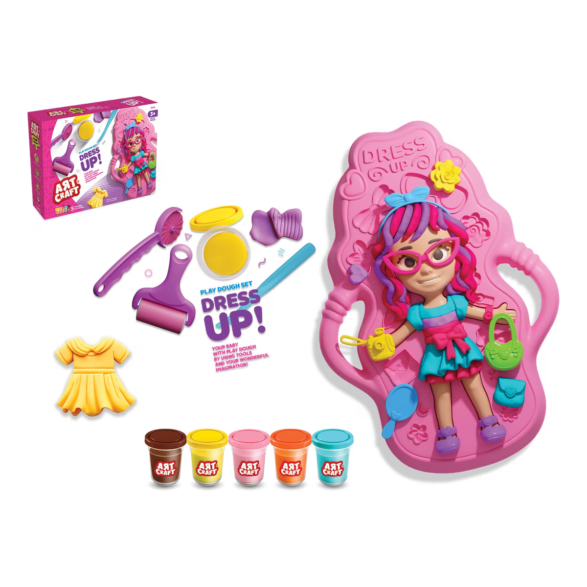 Dede Art Craft Dress Up Play Dough Set - Creative Fashion Design Toy (5 × 56 g) | 03943