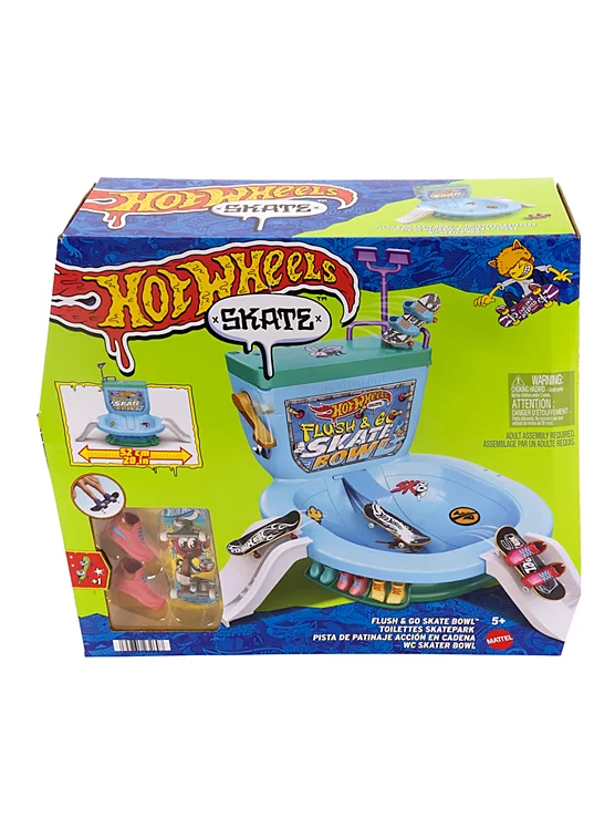Hot Wheels Skate Fingerboard Toilet Bowl Skate Set Flush and Go Skate Park