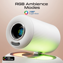 Promate Beamer-250R 4K Compatible HD Wireless LCD Projector with Built-In Speaker & Ambient RGB Light | Beamer-250R