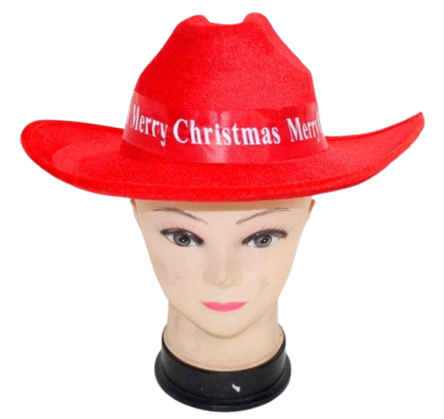 Christmas Party Cowboy Hat - Red Felt Holiday Costume Accessory | AL1341