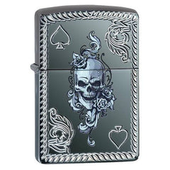 Zippo Spade & Skull Design Armor Lighter - Black Ice | 29666