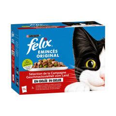 Purina Felix Emincés Original in Jelly Adult Cat Wet Food - Poultry & Tomato, Duck & Green Beans, Chicken & Peas, Turkey & Carrots 12 x 85g