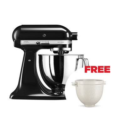 KitchenAid Artisan Series 4.8 L Tilt-Head Stand Mixer + Free Bowl, Onyx Black + FREE Joseph Joseph Elevate Silicone Kitchen Utensil Set with Compact Storage Stand | KADAP5KSM125EOB + 10176