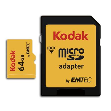KODAK 64GB Class 10 UHS-I U1 MicroSDXC Card with Adapter | EKMSDM64GXC10K