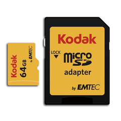 KODAK 64GB Class 10 UHS-I U1 MicroSDXC Card with Adapter | EKMSDM64GXC10K