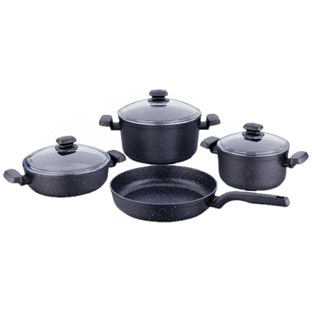 Korkmaz Ornella 7-Piece Non-Stick Aluminum Cookware Set – Black