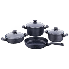 Korkmaz Ornella 7-Piece Non-Stick Aluminum Cookware Set – Black