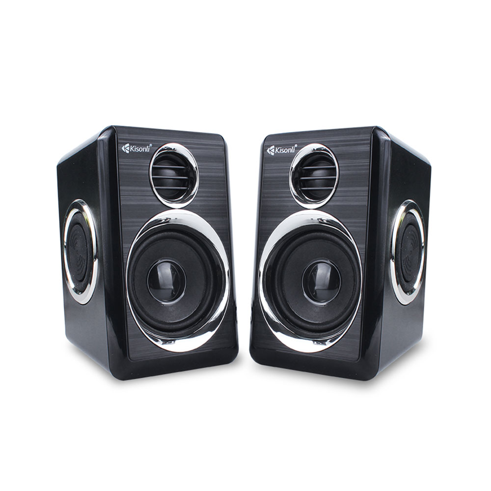 Kisonli T-005 Computer Mini Speaker- Black and Silver | T-005