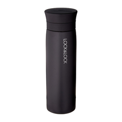 LOCKnLOCK Line Stainless Steel Vacuum Insulated Thermal Travel Mug, Black | LHC4119