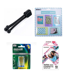 Fujifilm Instax Camera Mini 12 Promo Kit (Mini Film - Magnetic Frames - Instant Film - Batteries), White | FUJLSMINI12PROMOWHT