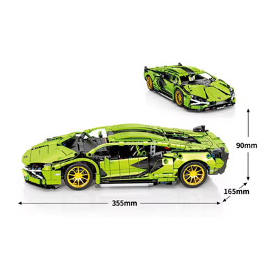MJI, Creative LEGO-style construction sets, 8600 1254pcs Super Sport Racing Car Building Block Set - Green | MJI-8600