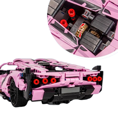 MJI, Creative LEGO-style construction sets,  8601 1254pcs Super Sport Racing Car Building Block Set - Pink | MJI-8601