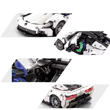 MJI, Creative LEGO-style construction sets, 1269pcs Luxury Technic Speed Super Racing Car - White | MJI-8611