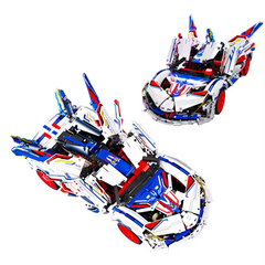 MJI, Creative LEGO-style construction sets, Small Particle Assembling Luxury Sport Racing Car Building - 2088pcs - White/Blue | MJI-8501A