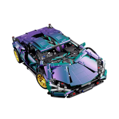 MJI, Creative LEGO-style construction sets, Small Particle Assembling Luxury Sport Racing Car Building - 1299pcs - Green/Purple | MJI-8802