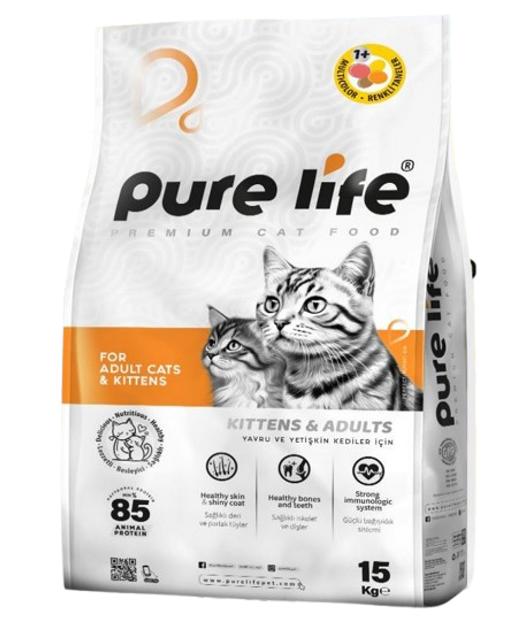 pure life cat dry food bag 15kg ADULT MULTICOLOR | PL-ADULT-MC15