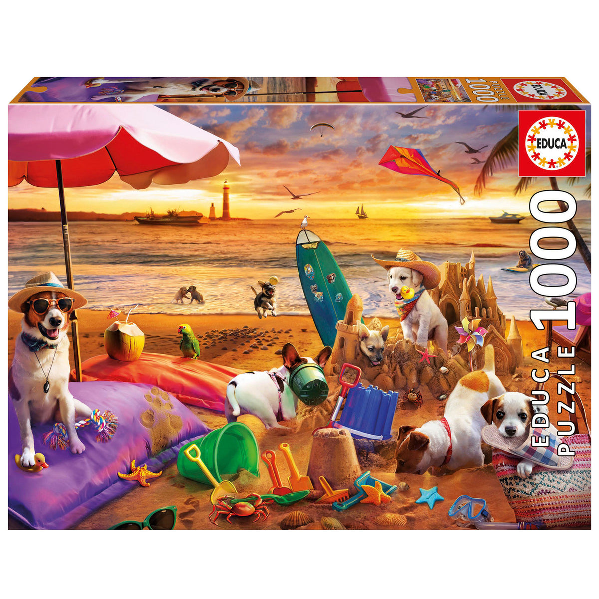 Educa 20312  - Beach Puppies at Sunset 1000-Piece Jigsaw Puzzle | 20312
